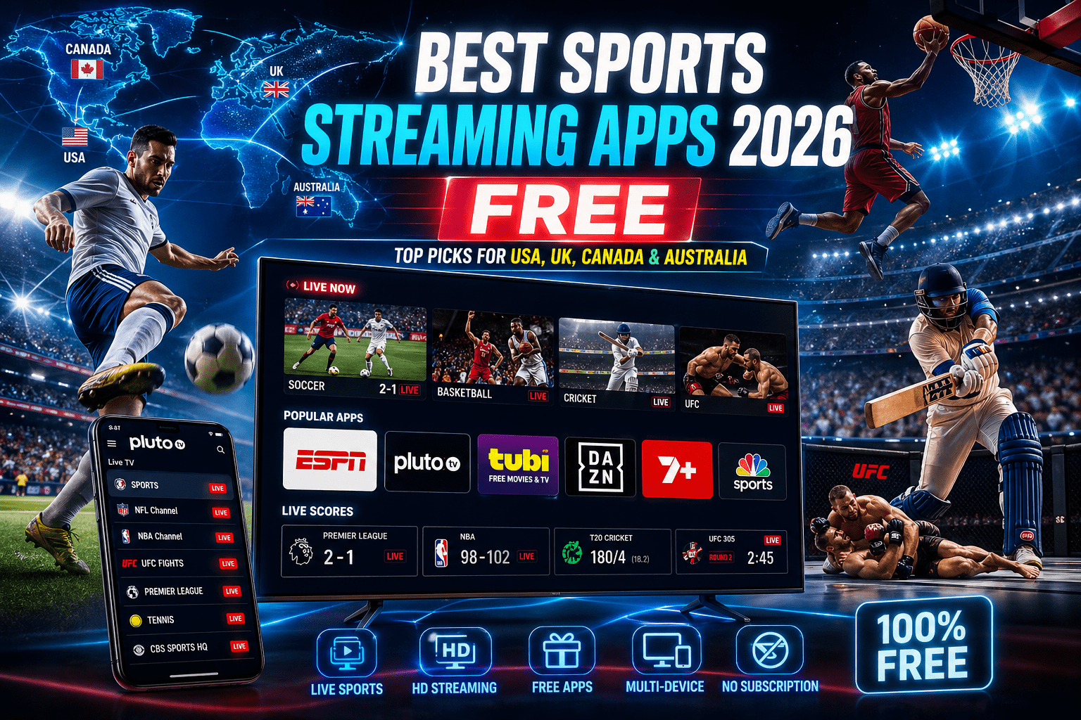 Best Sports Streaming Apps 2026 Free | Top Picks for USA, UK, Canada & Australia