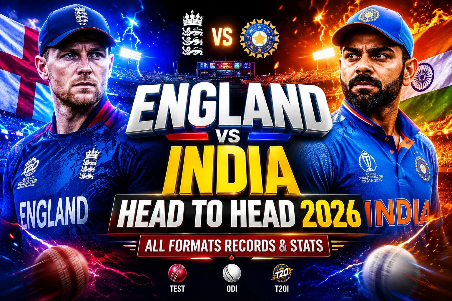 England vs India Head To Head 2026 – All Formats Records