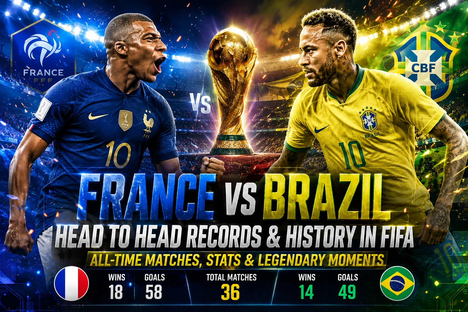 France Vs Brazil Head to Head Records & History in FIFA (All-Time)