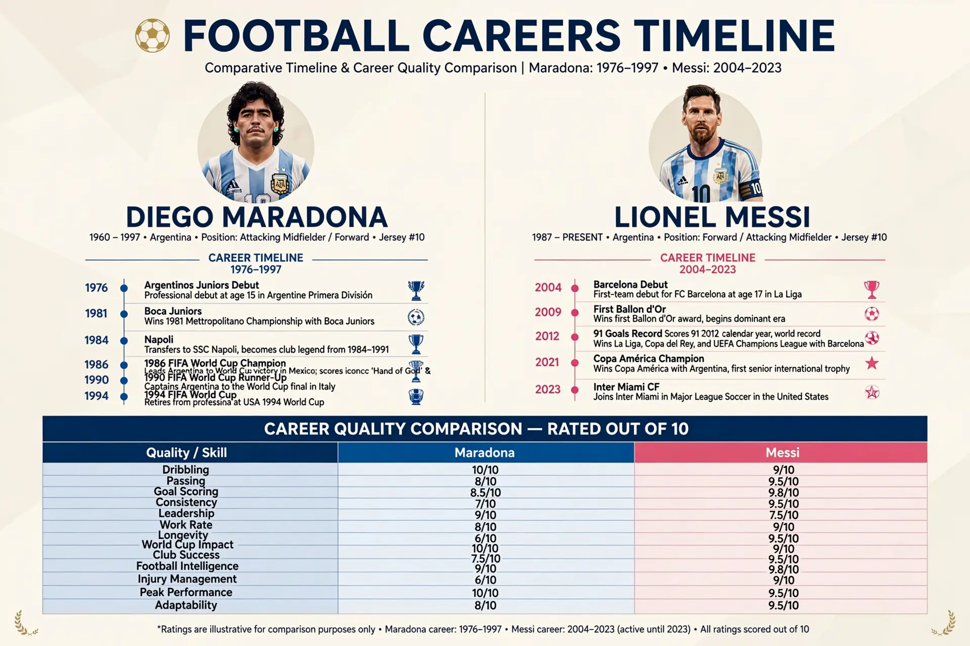 Maradona v Messi: Career Statistics Comparison