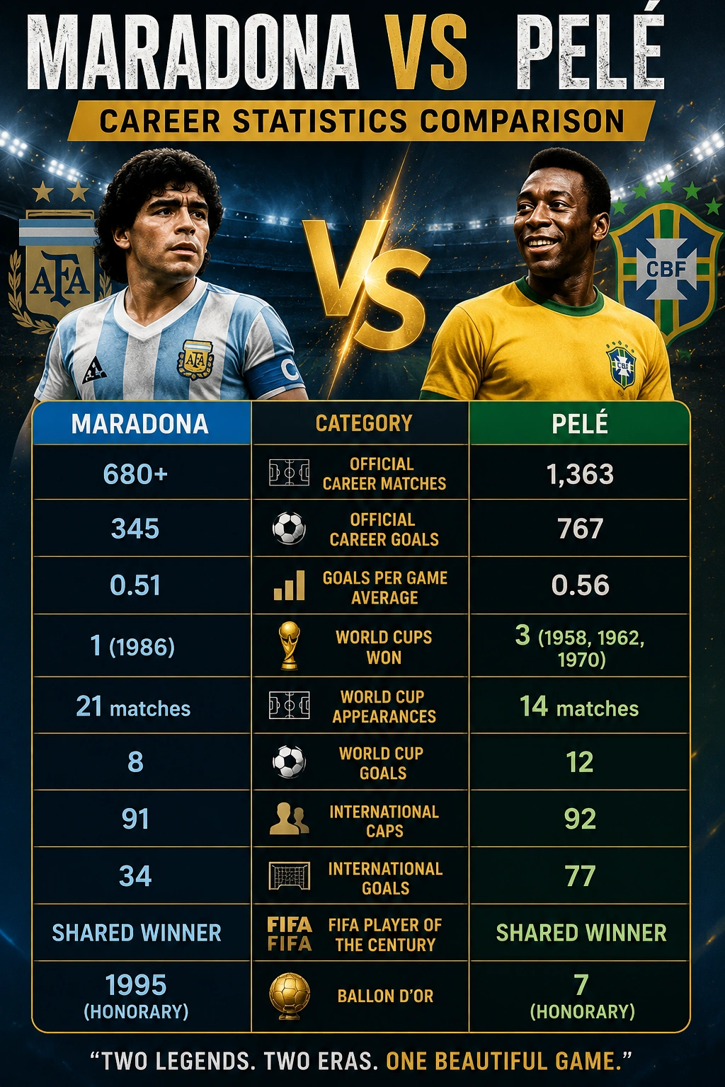 Maradona vs Pele Stats Who Is the Greatest Footballer of All Time