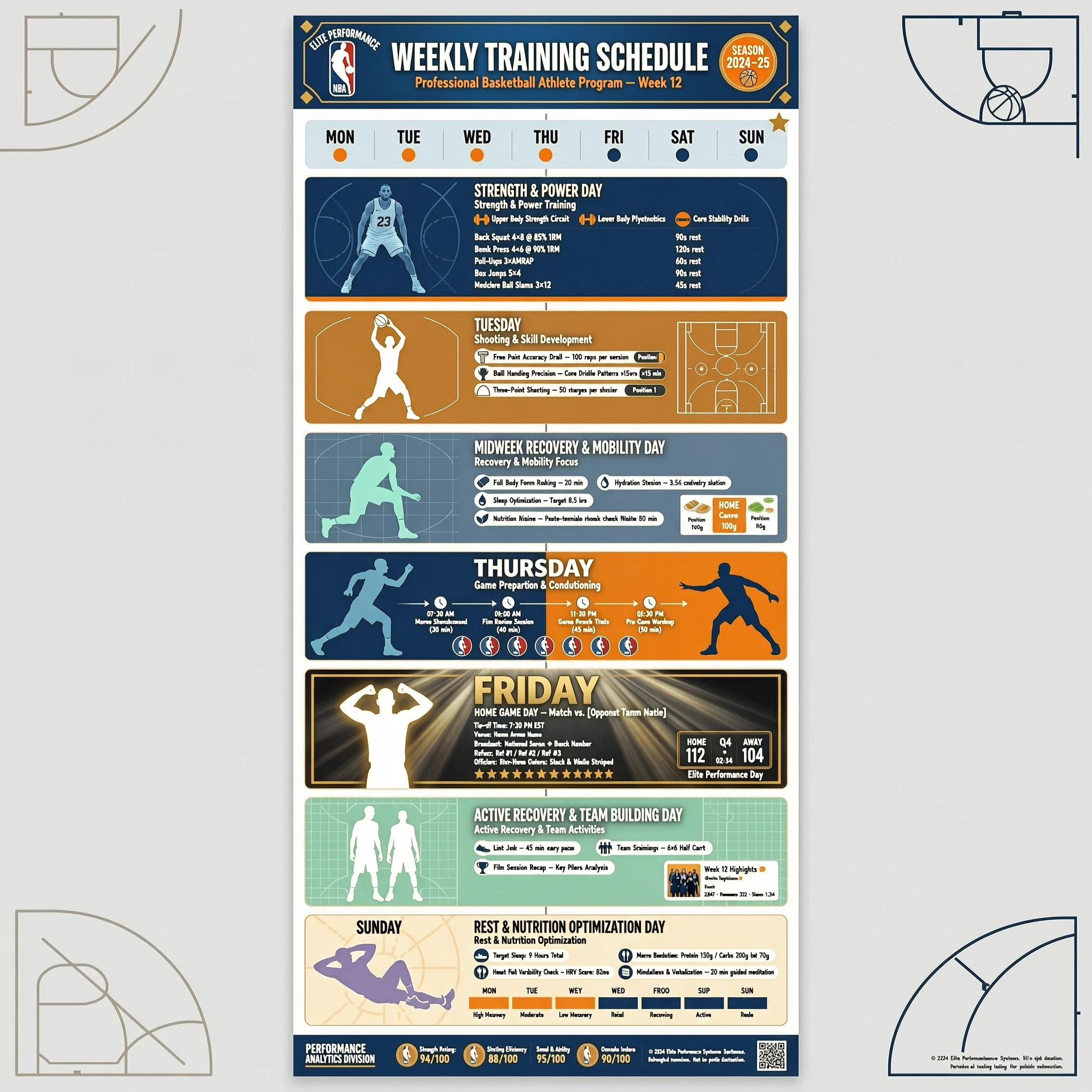 Weekly NBA Training Schedule