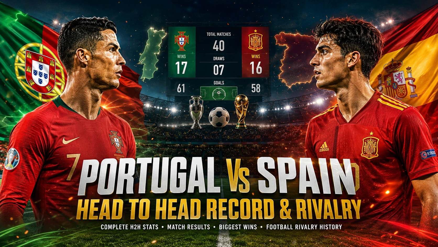 Portugal vs Spain Head to Head Record